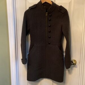 Diesel Dark Army Green Military Coat, 100% Wool